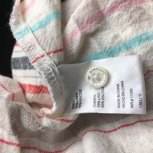 NWT Weatherproof Vintage Women's Tie Front Top Rio Red Button Up Striped Medium - Picture 7 of 7